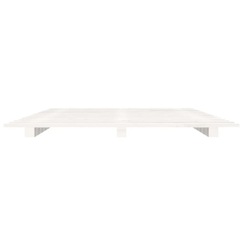Solid Pine Wood Bed Frame 90x190 cm White Slatted Base Wooden Bedroom Furniture