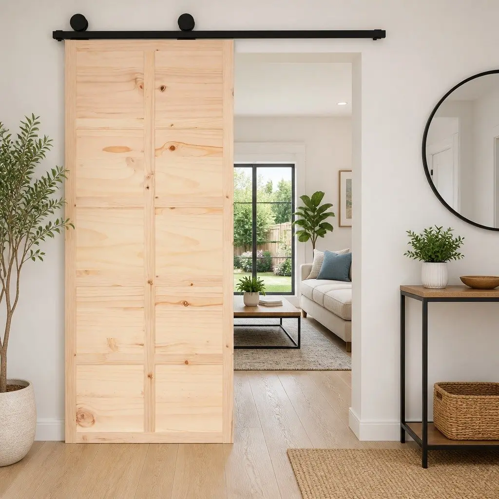 Barn Door Interior Sliding Door 90x1.8x214 cm Solid Pine Wood Space Saving