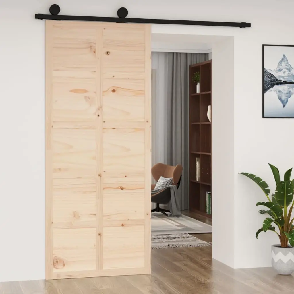 Barn Door Interior Sliding Door 90x1.8x214 cm Solid Pine Wood Space Saving