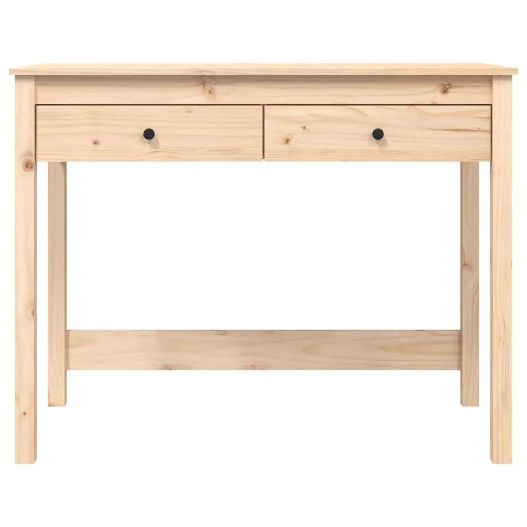 Solid Pine Wood Desk with 2 Drawers Brown Office Study Table 100x50x78 cm