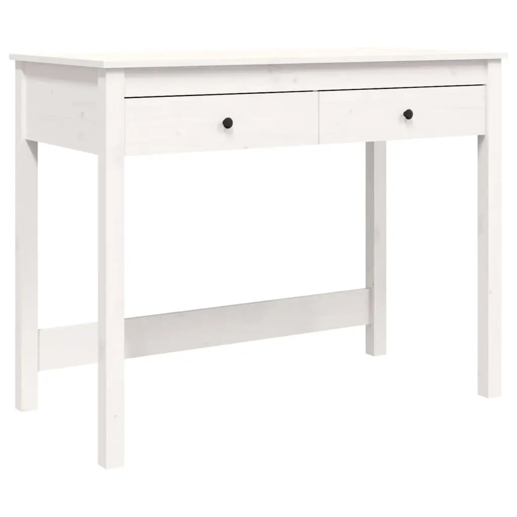 Solid Wood Pine Desk for Office Study White 100 x 50 x 78 cm