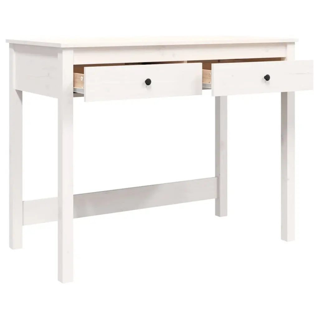 Solid Wood Pine Desk for Office Study White 100 x 50 x 78 cm