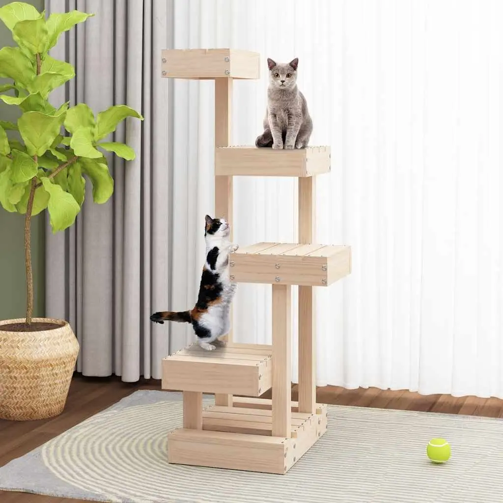 Cat Tree 4 Platform Multi Level Wooden Pet Furniture Climbing Perch Scratching