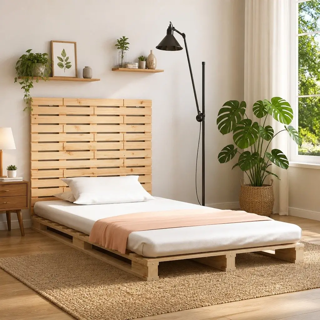 Wall Headboard Bedroom 141cm Solid Pine Wood Brown