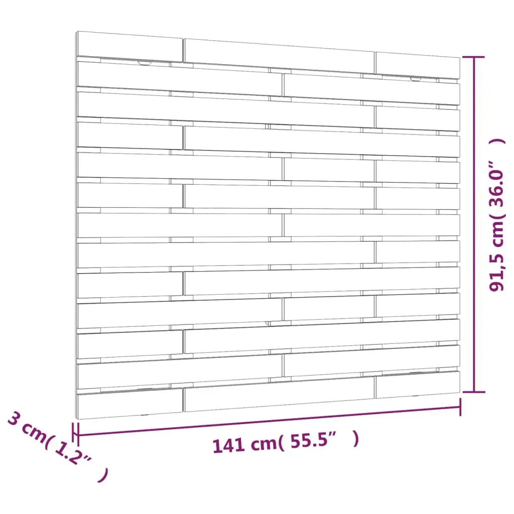 Wall Headboard Bedroom 141cm Solid Pine Wood Brown