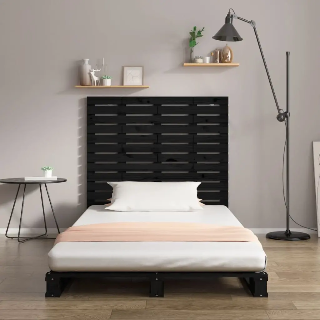 Wall Headboard Black 141cm Solid Pine Wood Bedroom