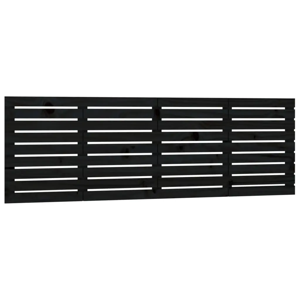 Black Wall-Mounted Headboard 186 cm Solid Pine Wood Bedroom Bed Support