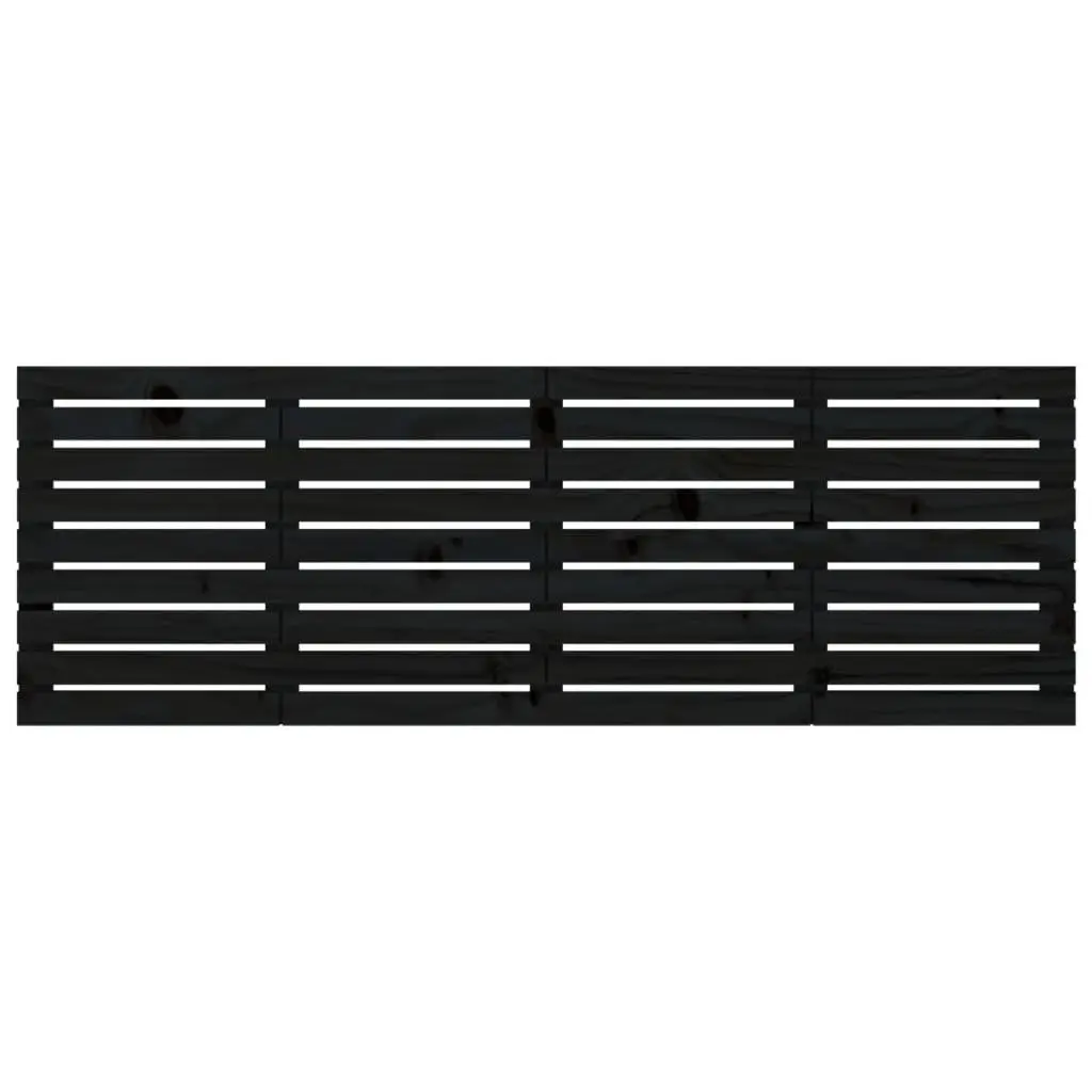 Black Wall-Mounted Headboard 186 cm Solid Pine Wood Bedroom Bed Support