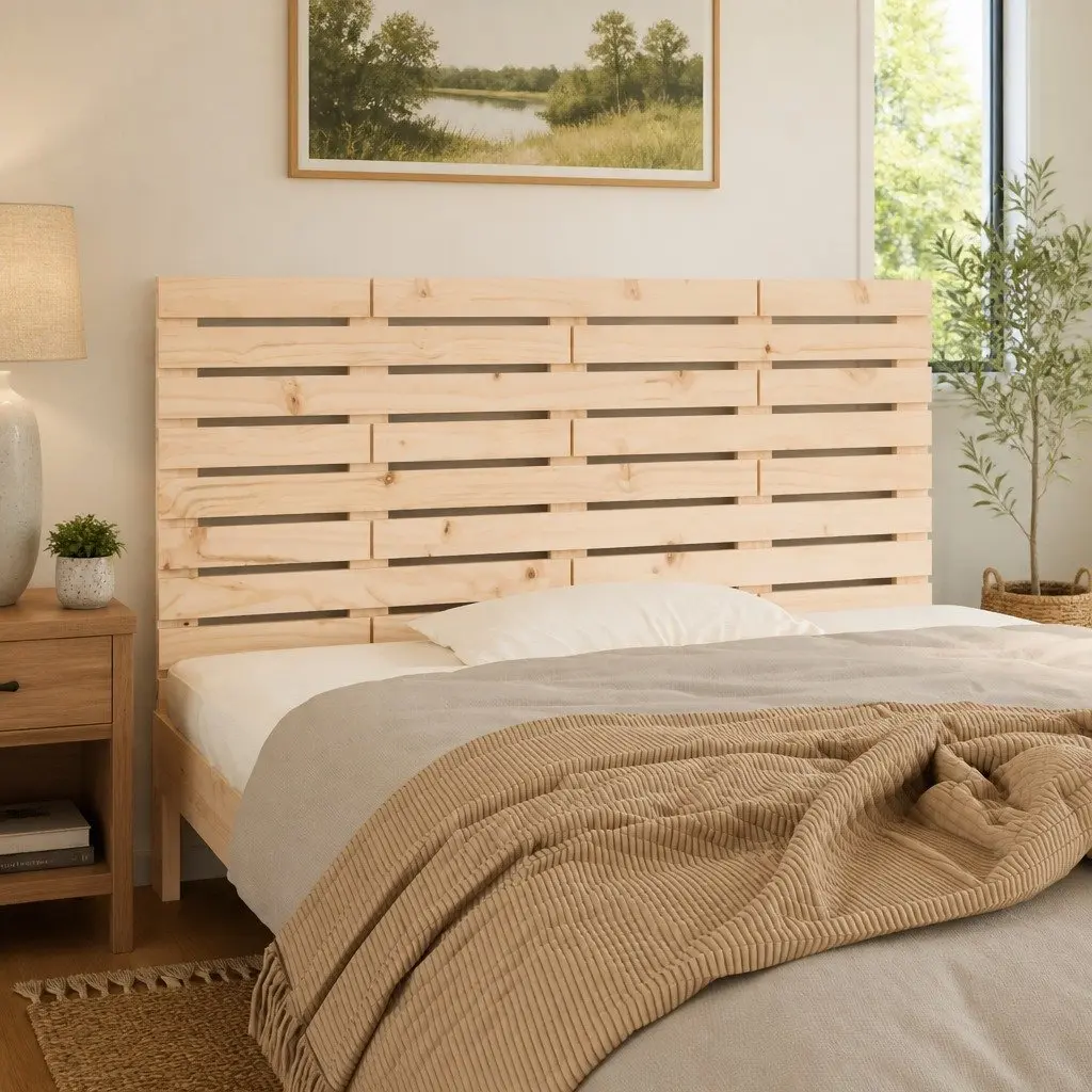 Wall Headboard Bedroom 141 cm Solid Wood Pine Brown