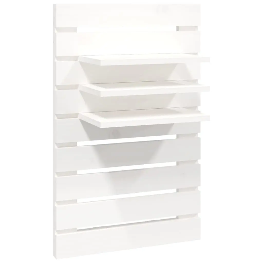Wall-mounted Bedside Shelves 2 pcs White Solid Pine Wood Storage Display