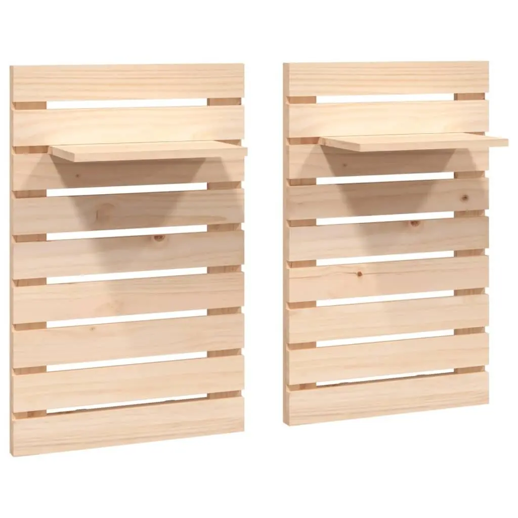 Wall-mounted Bedside Shelves 2 pcs Solid Wood Pine Brown Bedroom Storage