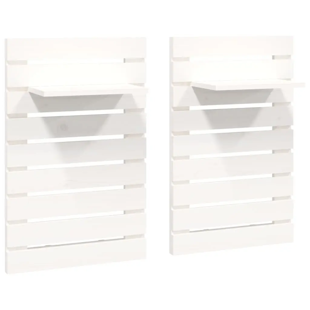 Wall-mounted Shelves for Bedroom or Living Space 2 Piece White Solid Pine Wood Storage Display