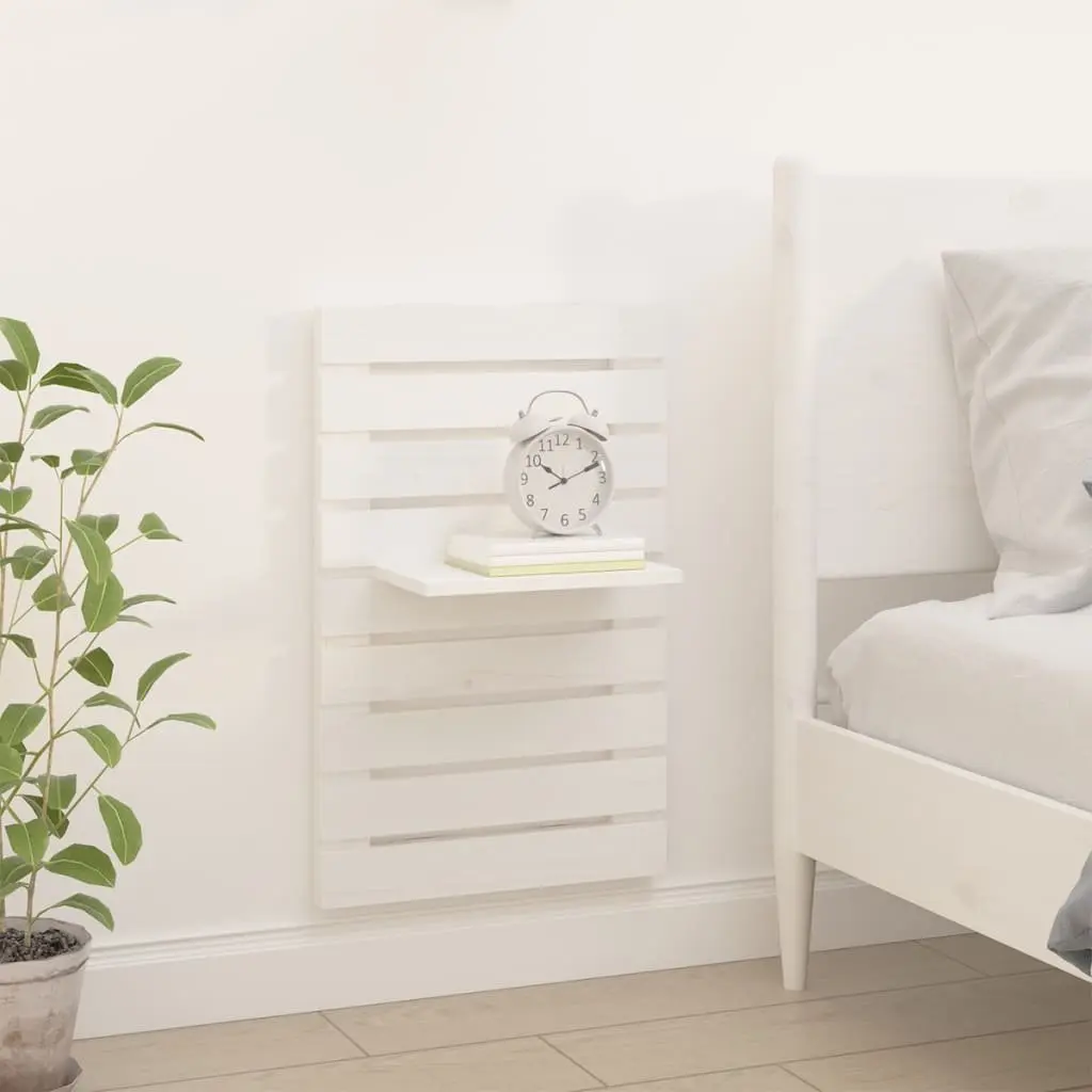 Wall-mounted Shelves for Bedroom or Living Space 2 Piece White Solid Pine Wood Storage Display