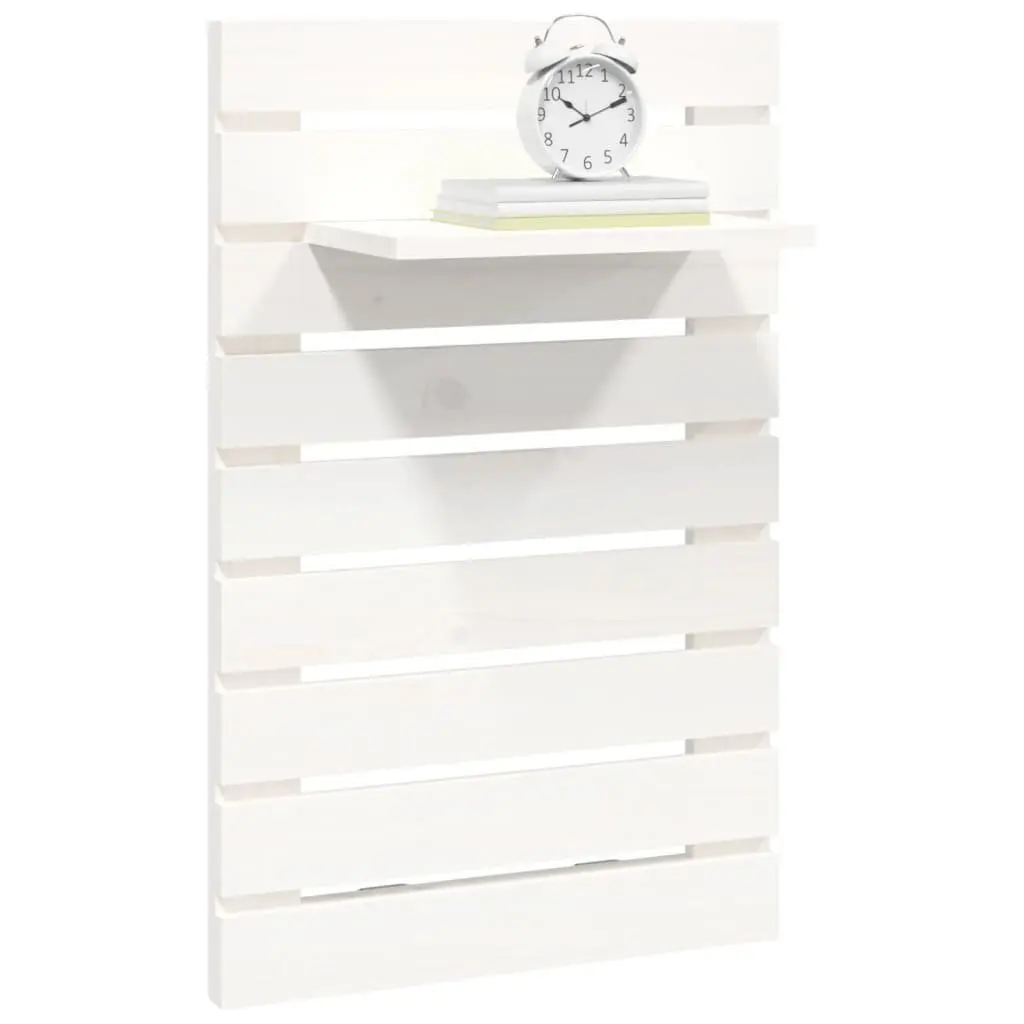 Wall-mounted Shelves for Bedroom or Living Space 2 Piece White Solid Pine Wood Storage Display