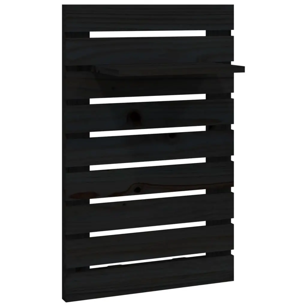 Wall-mounted Bedside Shelves 2 pcs Black Solid Pine Wood Storage Display