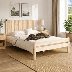 Solid Pine Wall Headboard – Dimensions 140 cm, Brown Color
