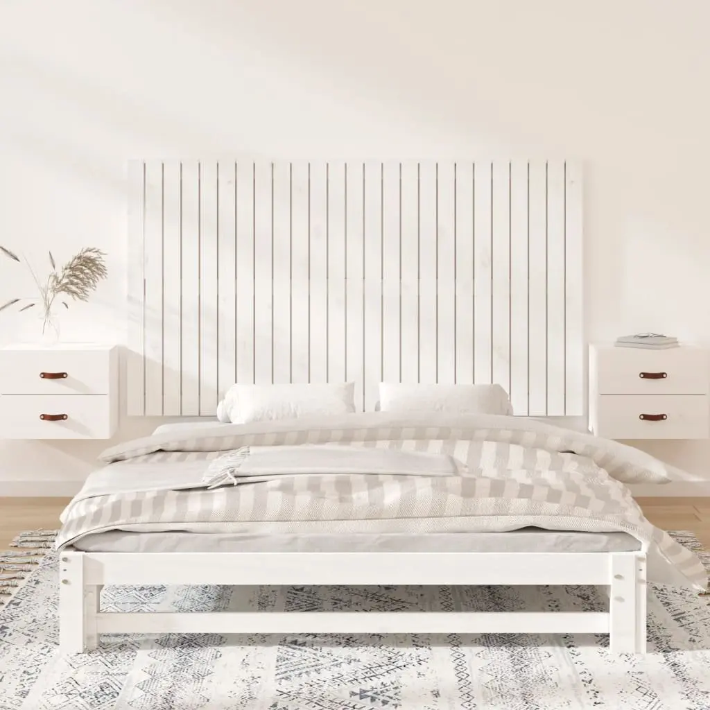 White Wall Mounted Headboard 159.5cm Bedroom Solid Pine Wood Panel
