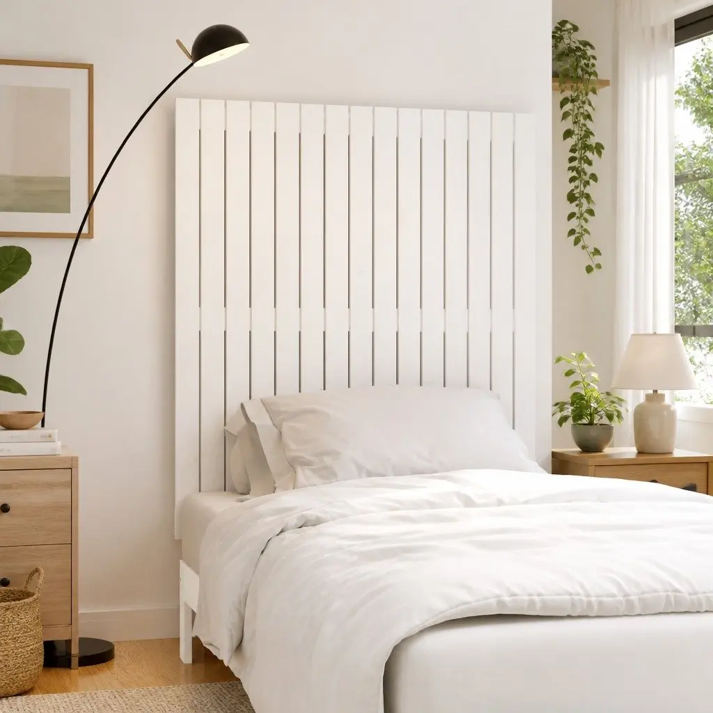 Wall Mounted Headboard Bedroom 95.5cm White Solid Pine Wood