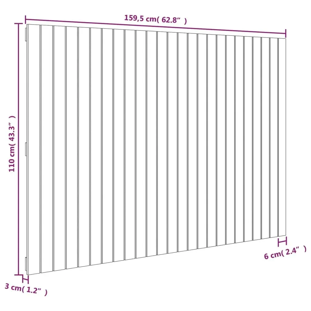 Wall Mounted Headboard 159.5cm White Solid Pine Wood Bedroom Bed Header