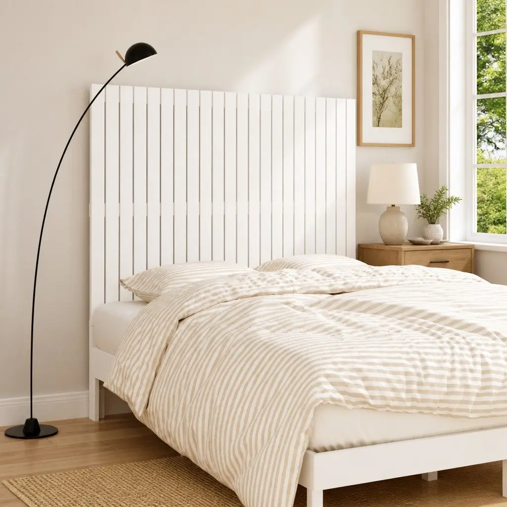 White Wall Headboard 140cm Pine Wood