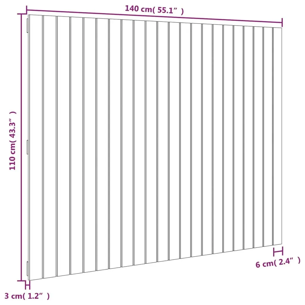 White Wall Headboard 140cm Pine Wood