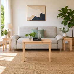 Nesting Tables Set of 3: Pine Wood, Brown, 3 Tables
