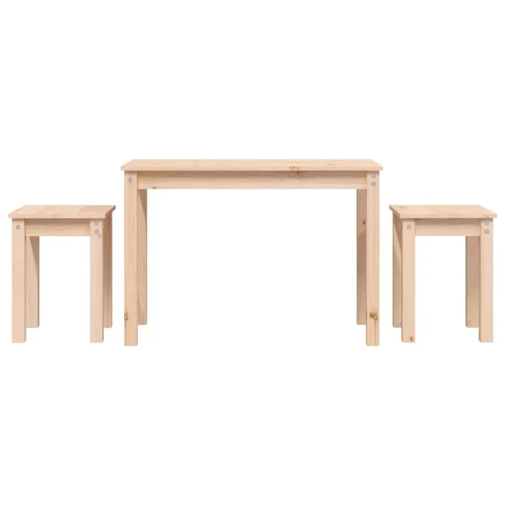 Nesting Tables Set of 3 Pine Wood Brown Living Room Bedroom
