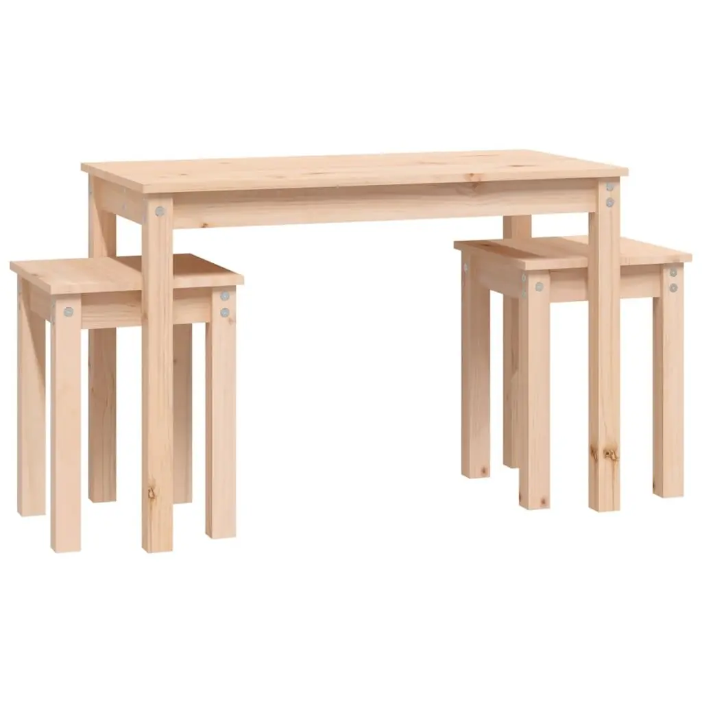 Nesting Tables Set of 3 Pine Wood Brown Living Room Bedroom