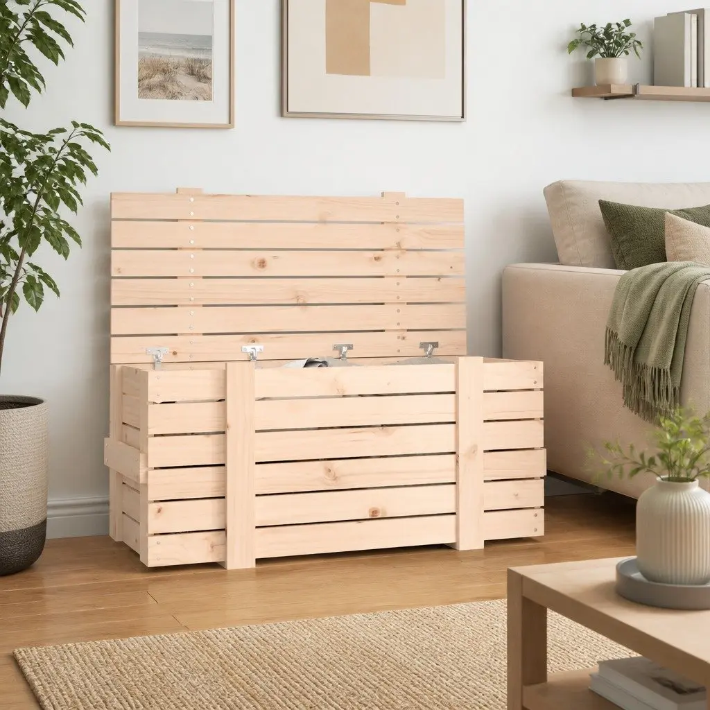 Wooden Storage Box for Home Organisation 91x40.5x42cm Brown Solid Pine