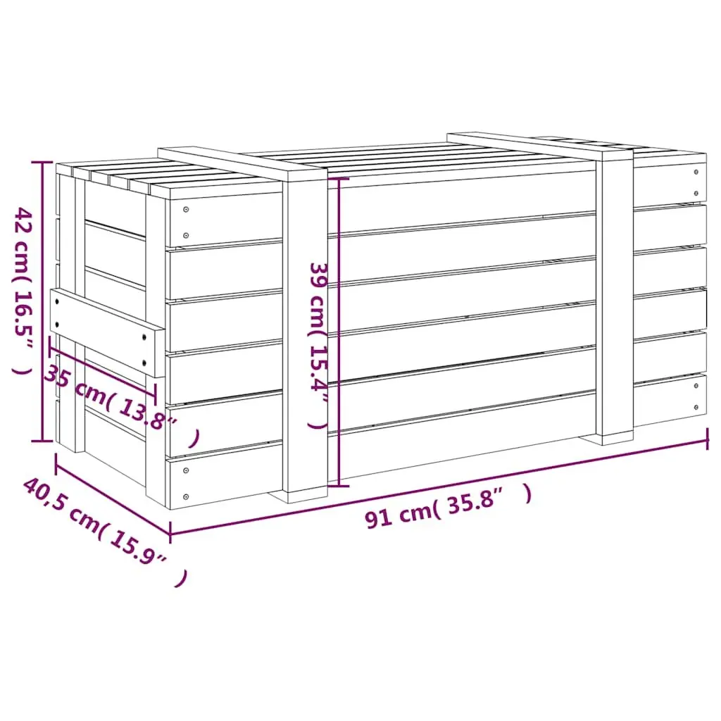 Wooden Storage Box for Home Organisation 91x40.5x42cm Brown Solid Pine