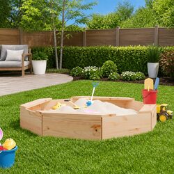 Octagon Sandbox: Solid Pine Wood Construction with Seats