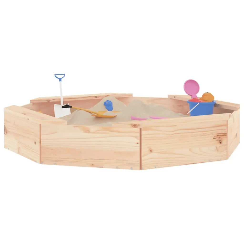 Octagon Wooden Sandbox with Seats Kids Outdoor Sand Play Pit Garden Toy