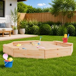 Specifications of the Octagon Wooden Sandbox with Seats