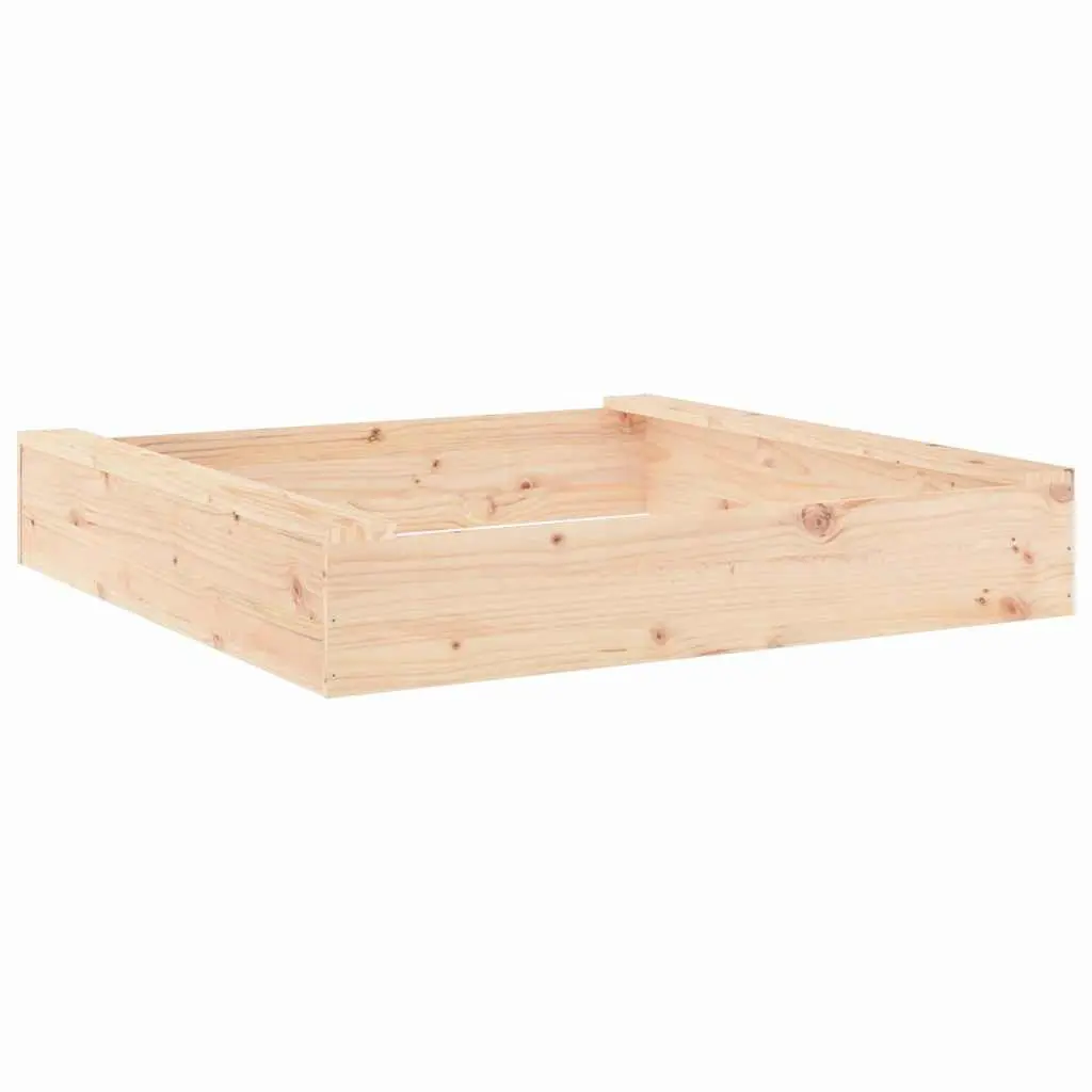 Square Wooden Sandbox Made of Solid Pine with Seats