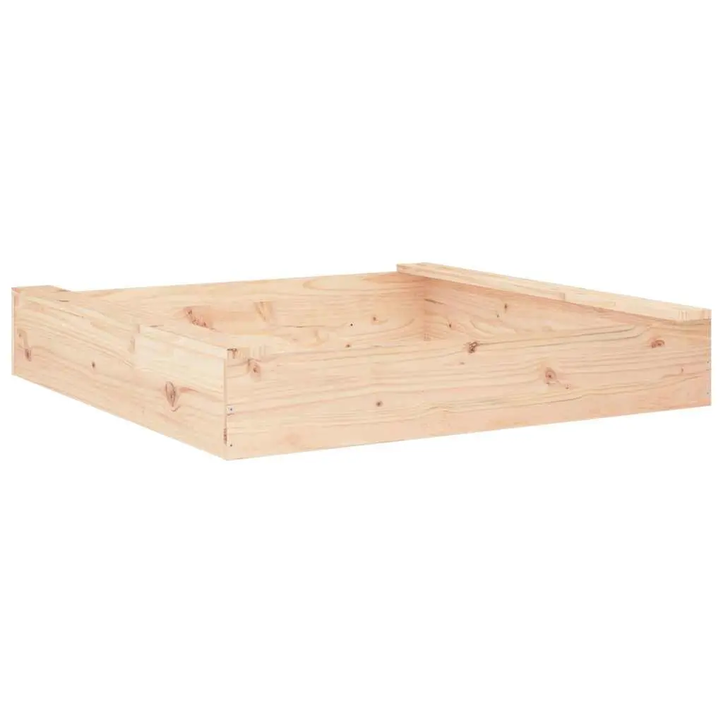 Square Wooden Sandbox Made of Solid Pine with Seats