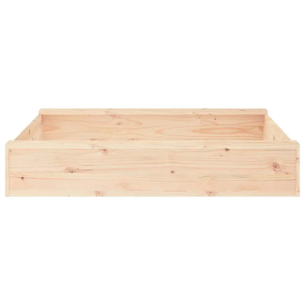 Square Wooden Sandbox Made of Solid Pine with Seats