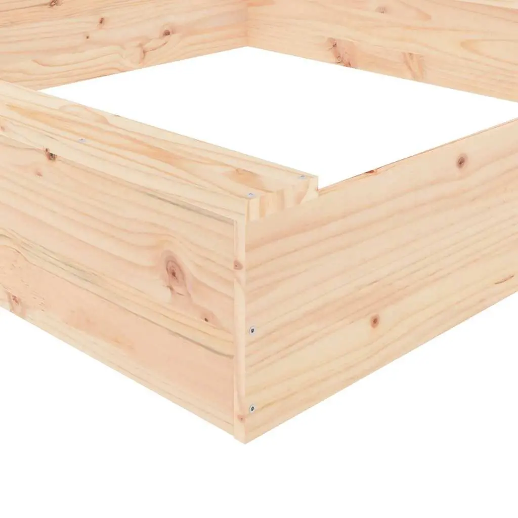 Square Wooden Sandbox Made of Solid Pine with Seats