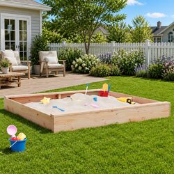 Wooden Sandbox Dimensions and Features in Solid Pine