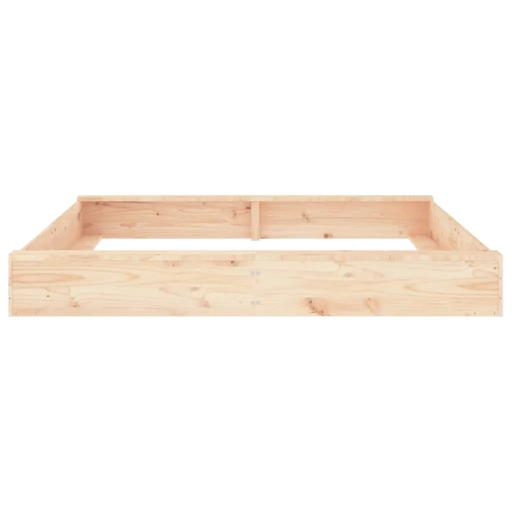 Wooden Sandbox with Seats Square Solid Pine Wood Outdoor Play Equipment