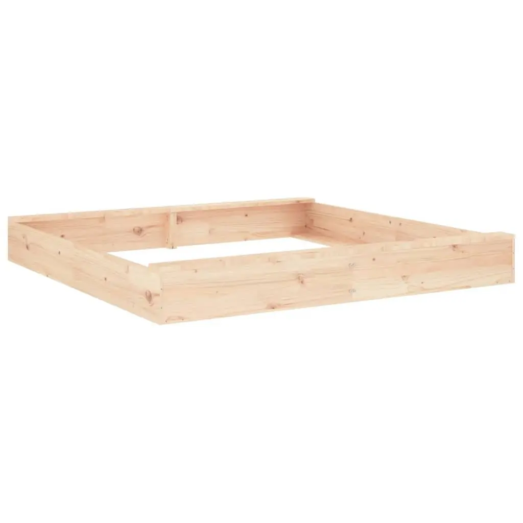 Wooden Sandbox with Seats Square Solid Pine Wood Outdoor Play Equipment