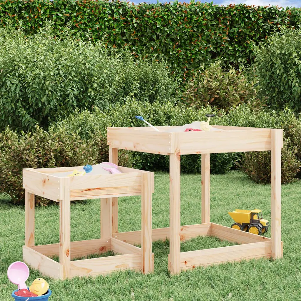 Wooden Sand Tables Outdoor Play 2 Piece Solid Pine Wood Kids Sensory Activity