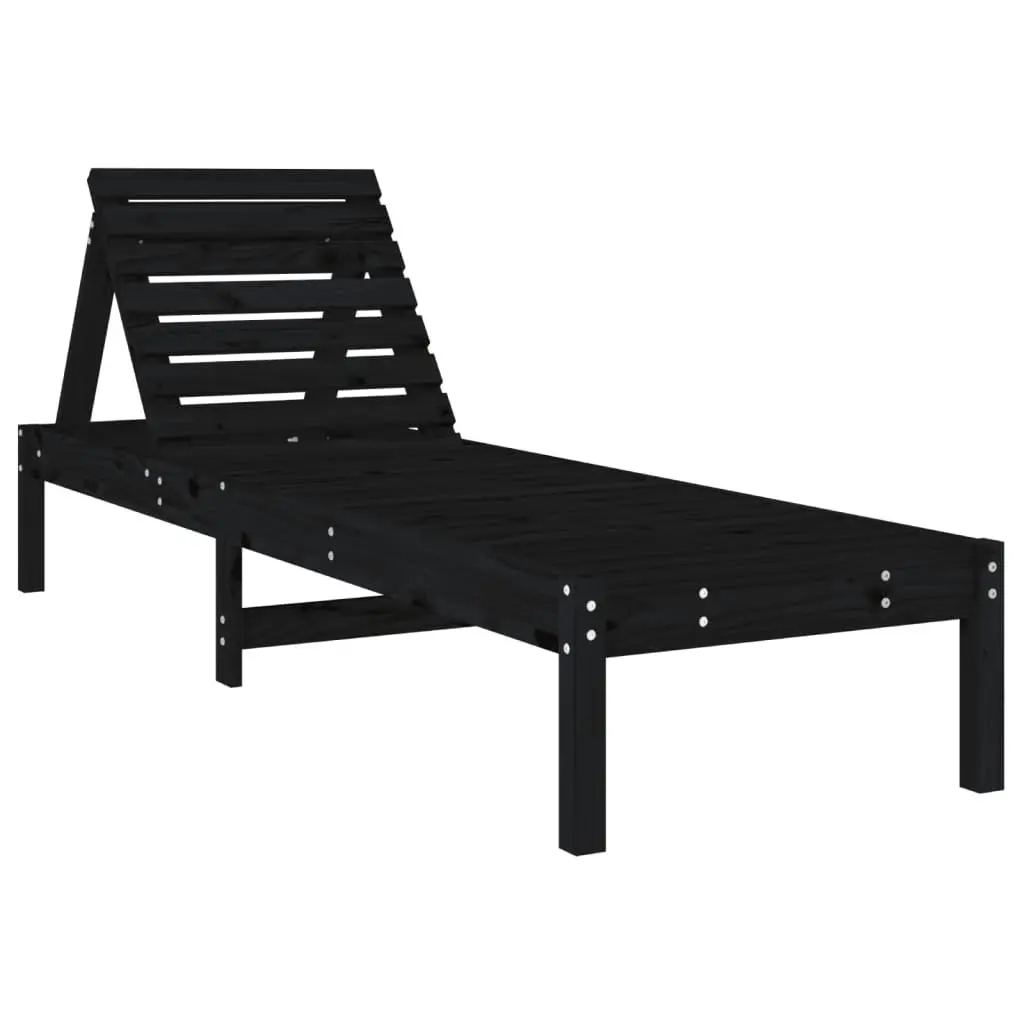 Sun Lounger Outdoor Garden Patio Lounge Chair Adjustable Backrest Black 199.5L x 60W x 74H cm