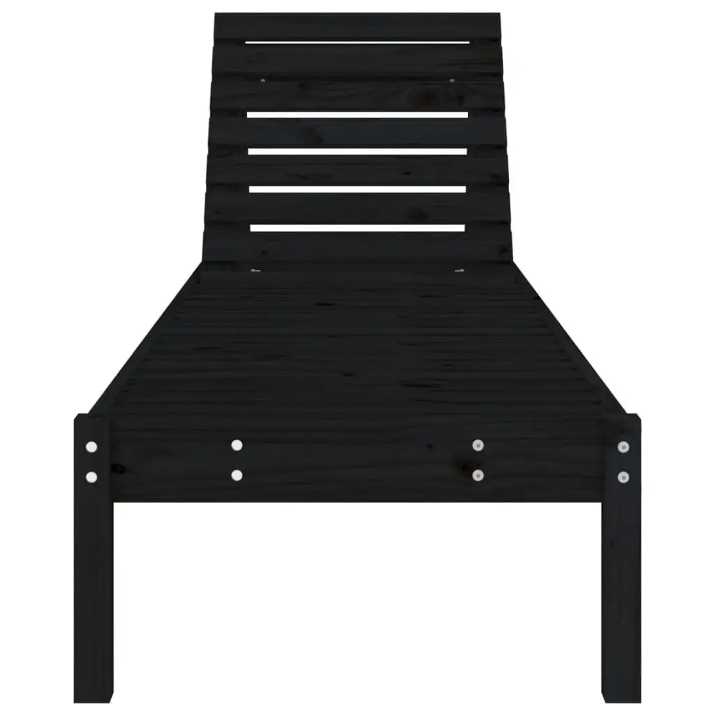 Sun Lounger Outdoor Garden Patio Lounge Chair Adjustable Backrest Black 199.5L x 60W x 74H cm