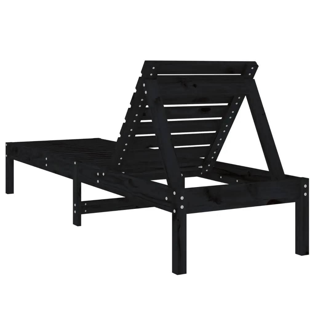Sun Lounger Outdoor Garden Patio Lounge Chair Adjustable Backrest Black 199.5L x 60W x 74H cm