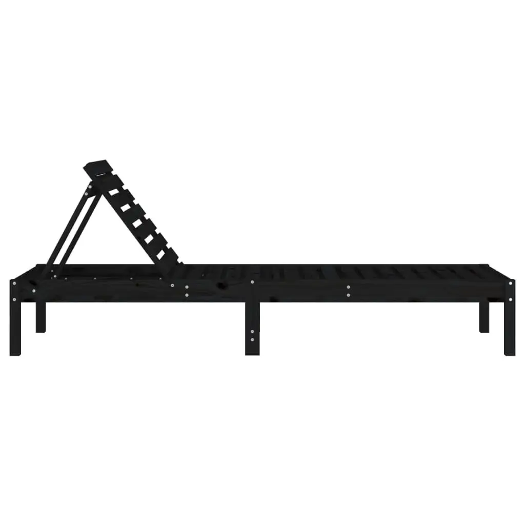 Sun Lounger Outdoor Garden Patio Lounge Chair Adjustable Backrest Black 199.5L x 60W x 74H cm