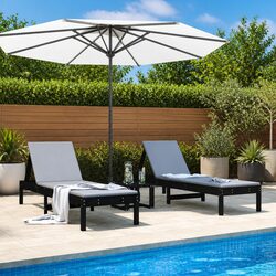 Black Solid Wood Outdoor Loungers - Dimensions & Specs