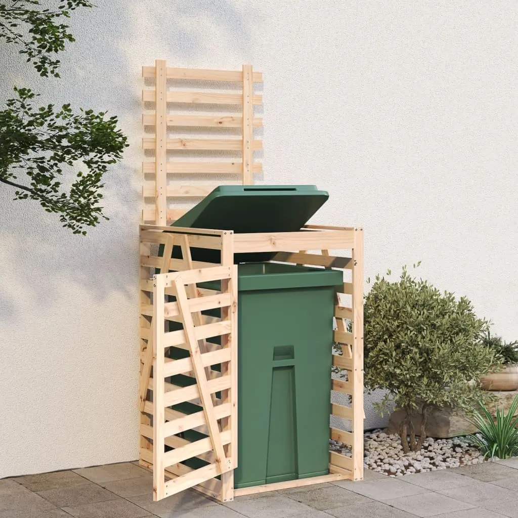 Wheelie Bin Storage Enclosure for Garden Solid Pine Wood Brown 84W x 90D x 128.5H cm