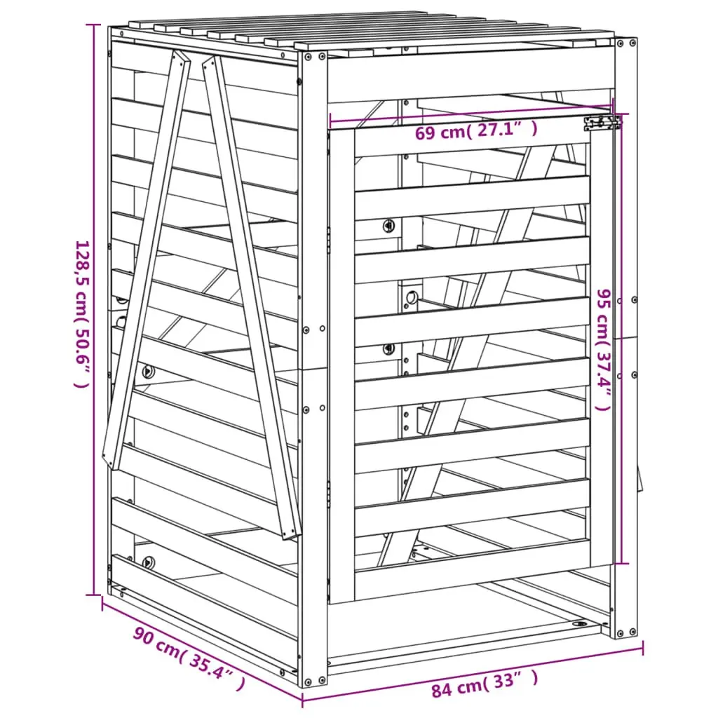 Wheelie Bin Storage 84x90x128.5 cm Garden Waste Container Enclosure with Lock