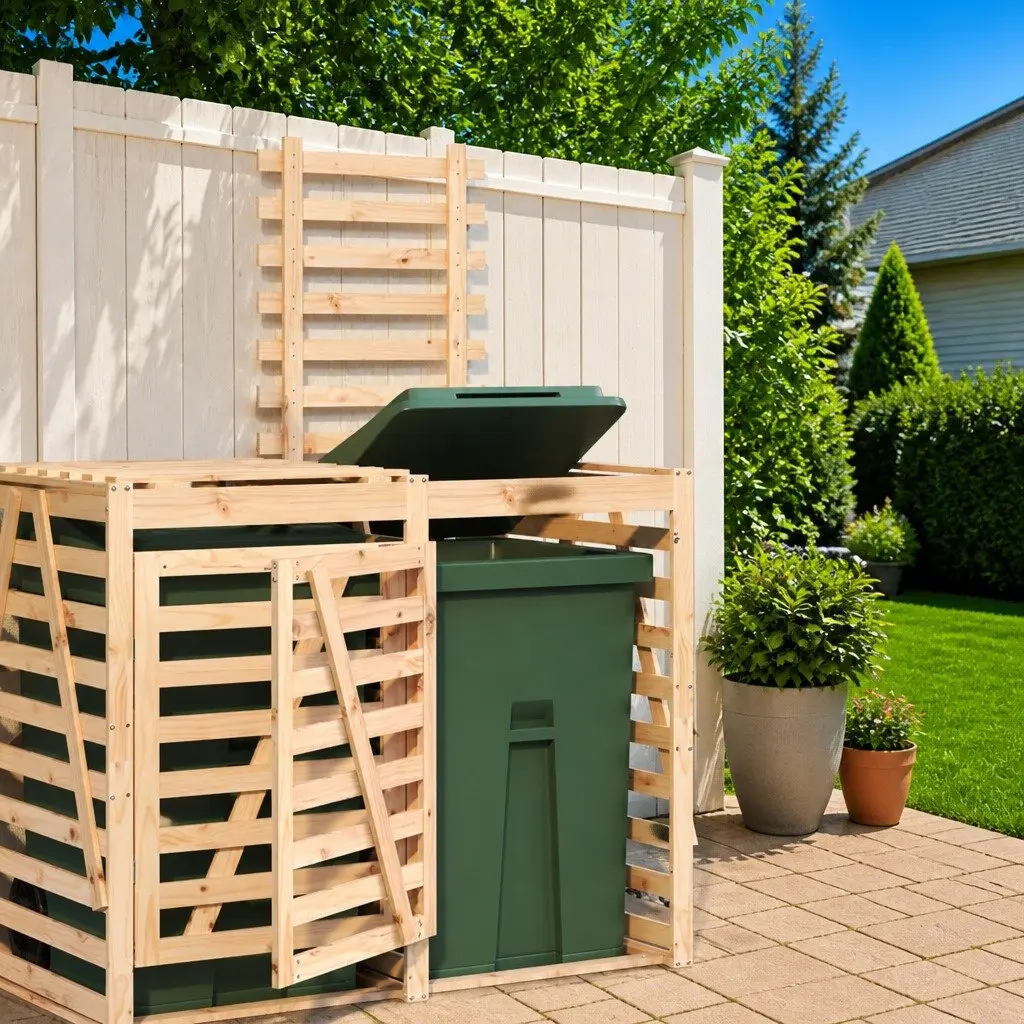 Wheelie Bin Storage Extension in Solid Pine