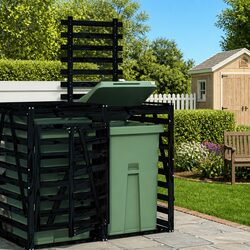Wheelie Bin Storage Extension in Black Solid Pine Wood